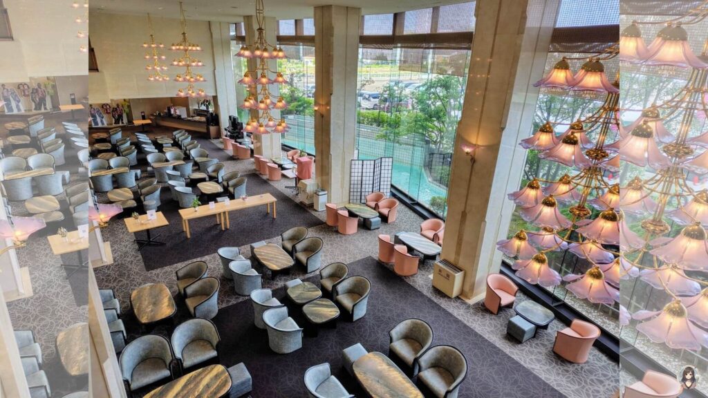 あわら温泉清風荘のロビーを2階から見た景色