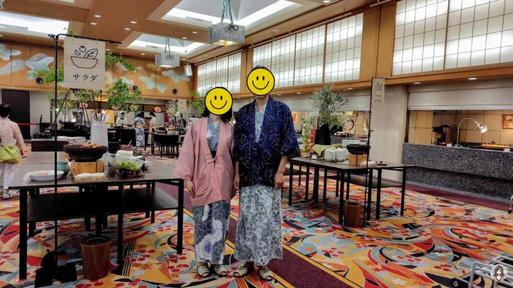 かみのやま温泉日本の宿古窯にて、スタッフさんから写真撮影を提案されて撮ってもらう