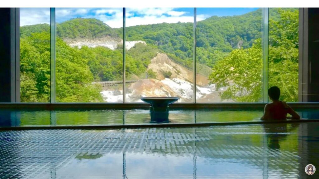 第一滝本館の温泉、地獄谷を見ながら入る温泉