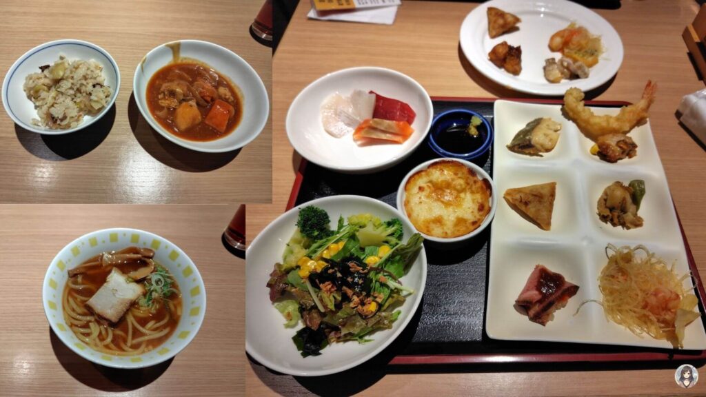 第一滝本館の夕食メニュー、盛り付けした写真
カレーも美味しかった