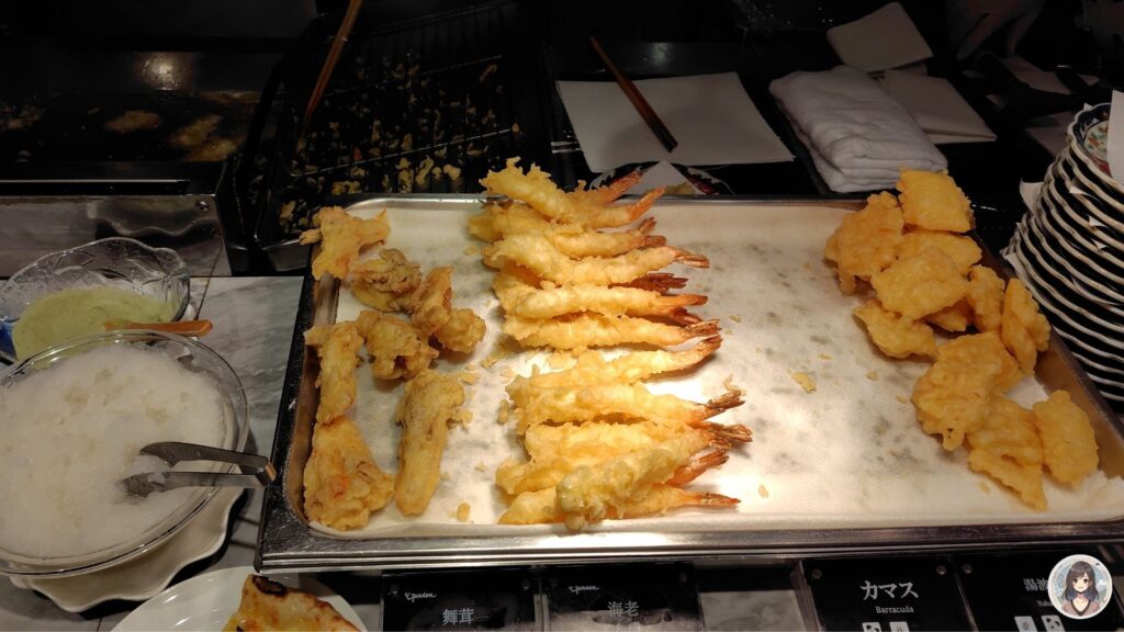 あさやホテル、夕食天ぷら