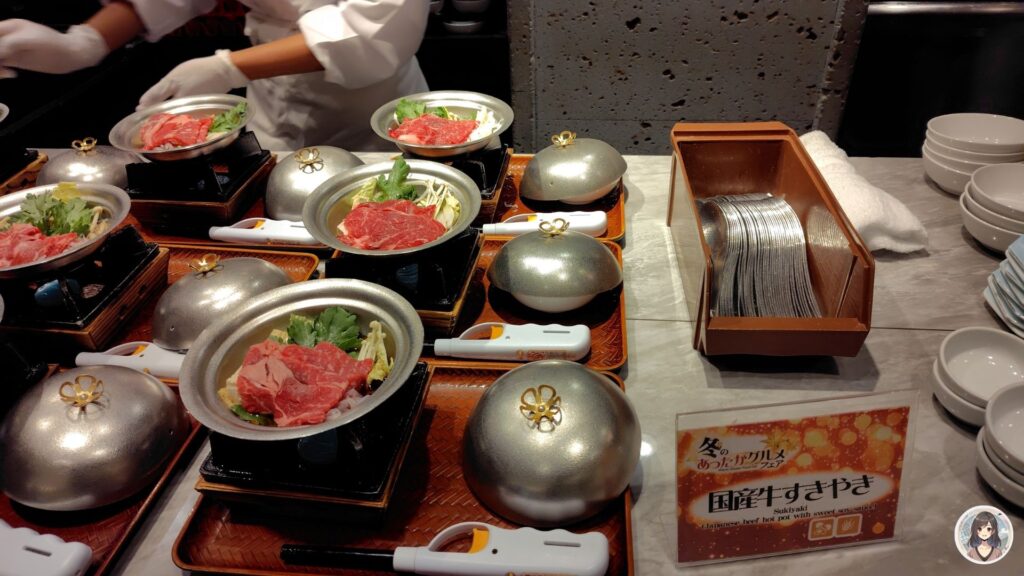 あさやホテル、夕食すき焼き