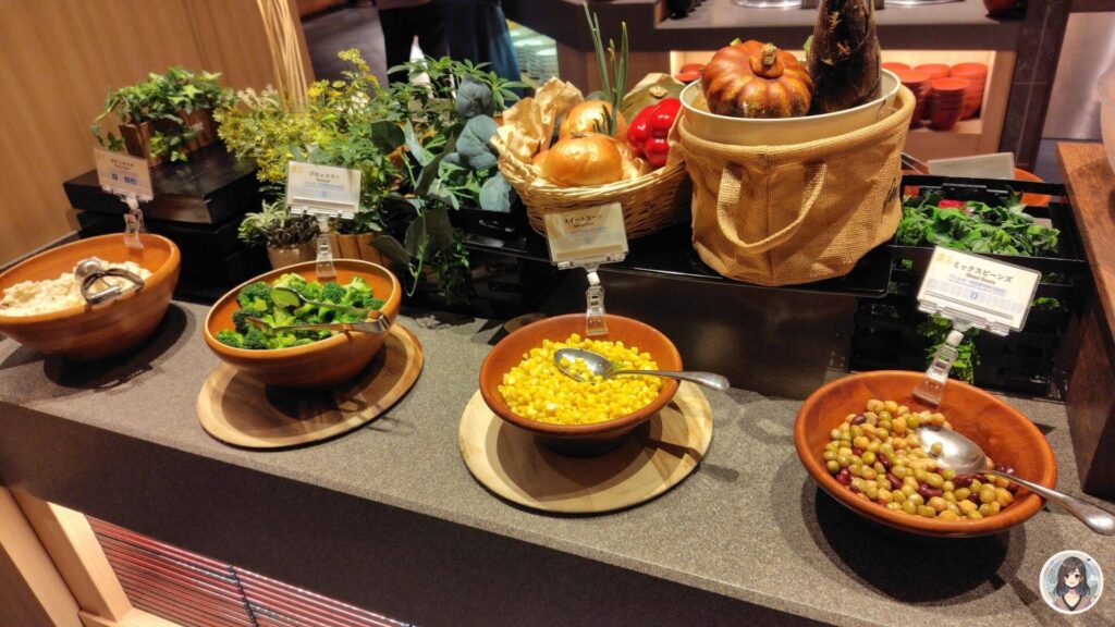 海と灯、夕食、ポテトサラダ、ブロッコリー、スイートコーン、ミックスビーンズ