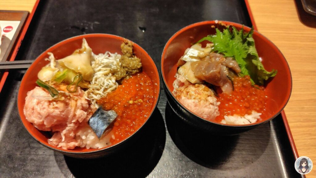 海と灯の夕食ビュッフェ、海鮮丼2人前