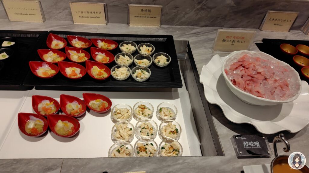 あさやホテル、夕食、鯉のあらい他前菜