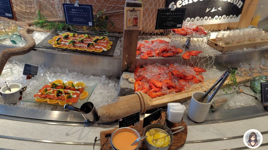 Seafood Station 海老 鮭のマリネ