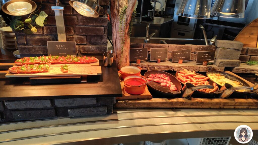 朝食ライブキッチン ピザトースト ウインナー ベーコン